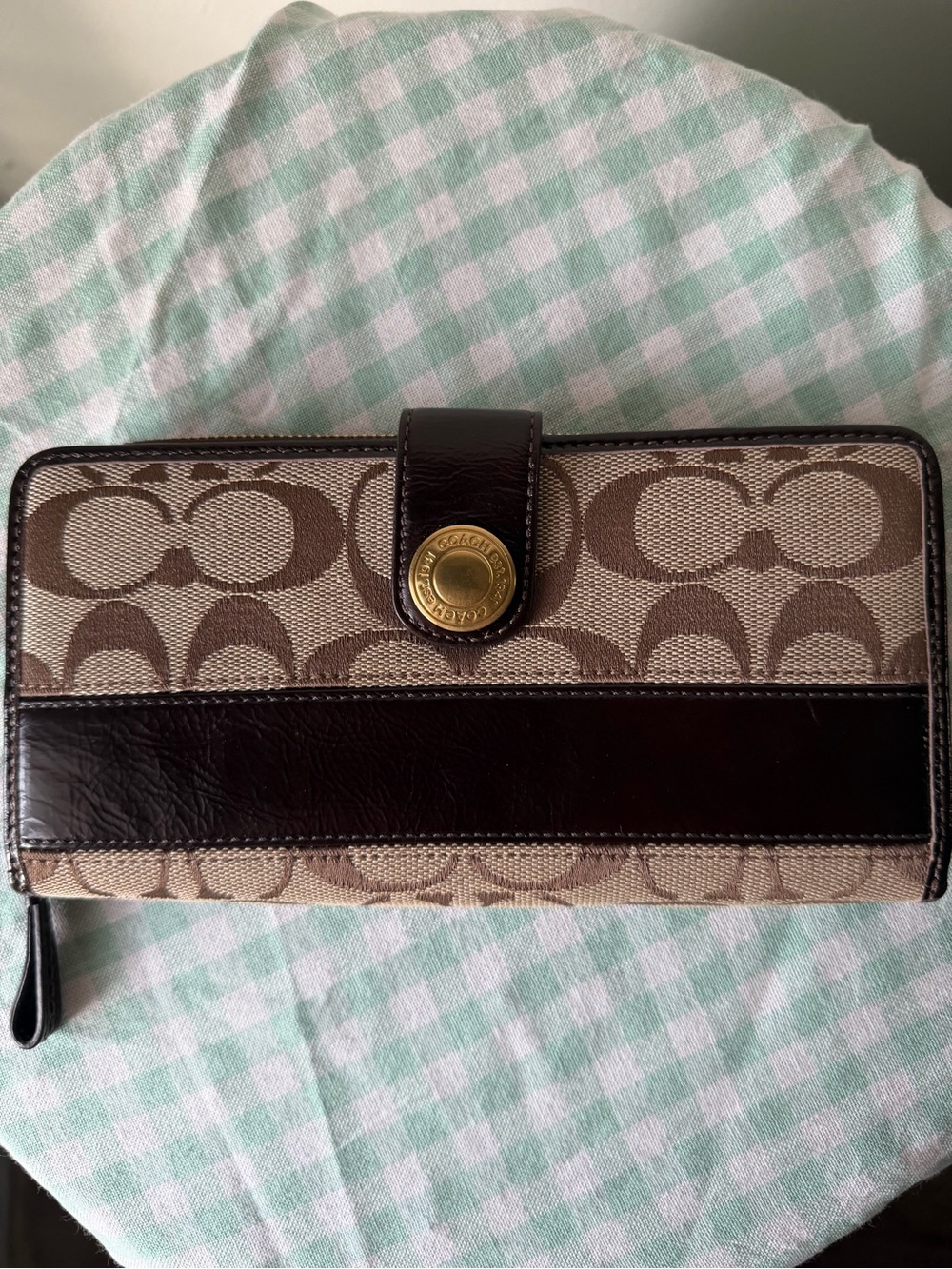 Coach Vintage Brown Signature Stripe Legacy Wallet 65th Anniversary Edition